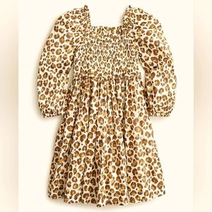 Crewcuts By Jcrew Girls'smocked, Db Lined puff-sleeve dress in voileLepord Print
